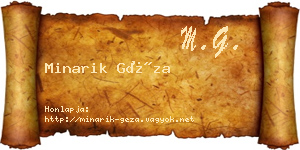 Minarik Géza névjegykártya
